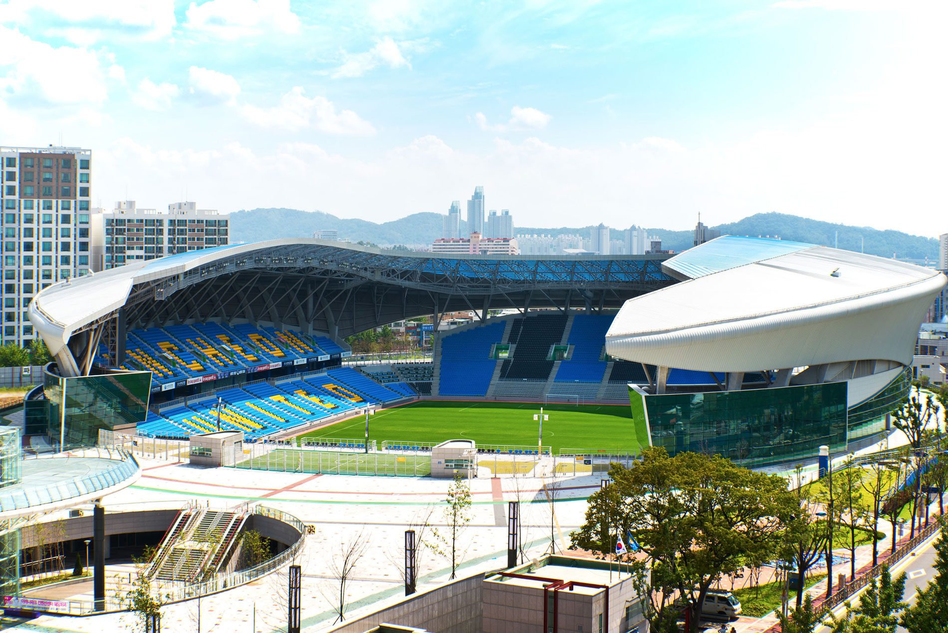 Incheon Football Stadium Sungui Stadium seating bowl and plaza, designed by HOK + Rossetti