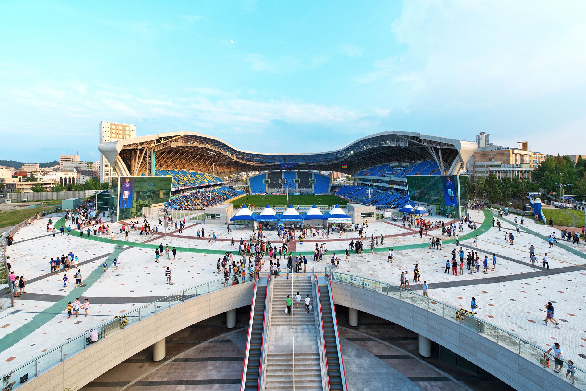 Incheon Football Stadium Sungui Stadium seating bowl and plaza, designed by HOK + Rossetti
