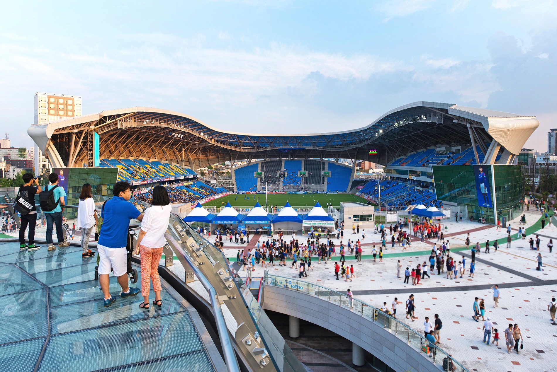 Incheon Football Stadium Sungui Stadium seating bowl and plaza, designed by HOK + Rossetti