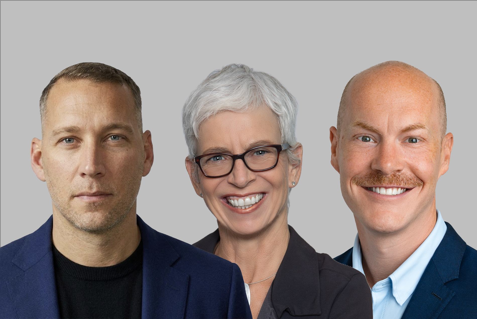 Collage of Peter Glasson, Maren Moegel and Alex Burkholder