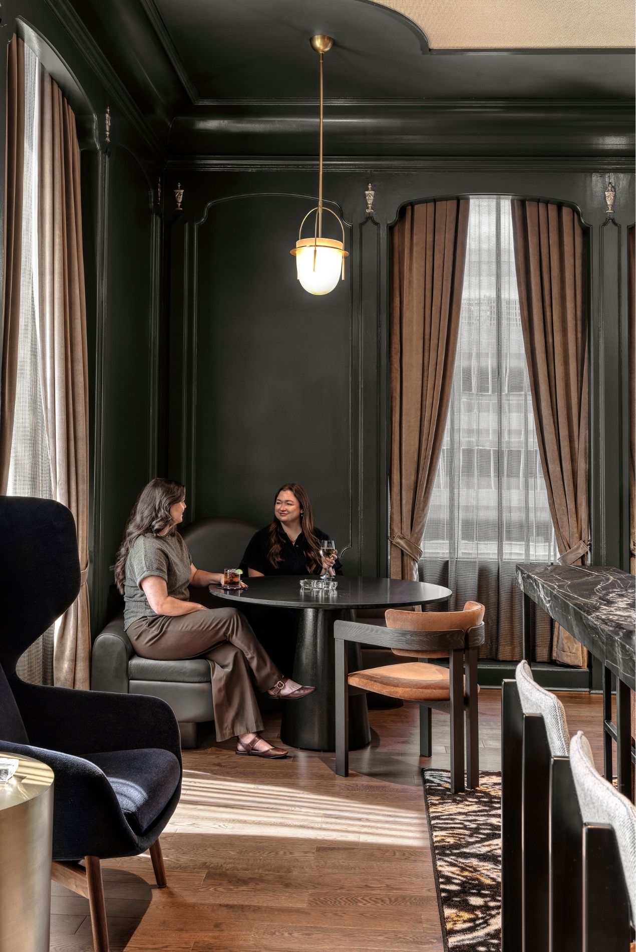 Missouri Athletic Club Clayton interior cigar lounge corner vignette