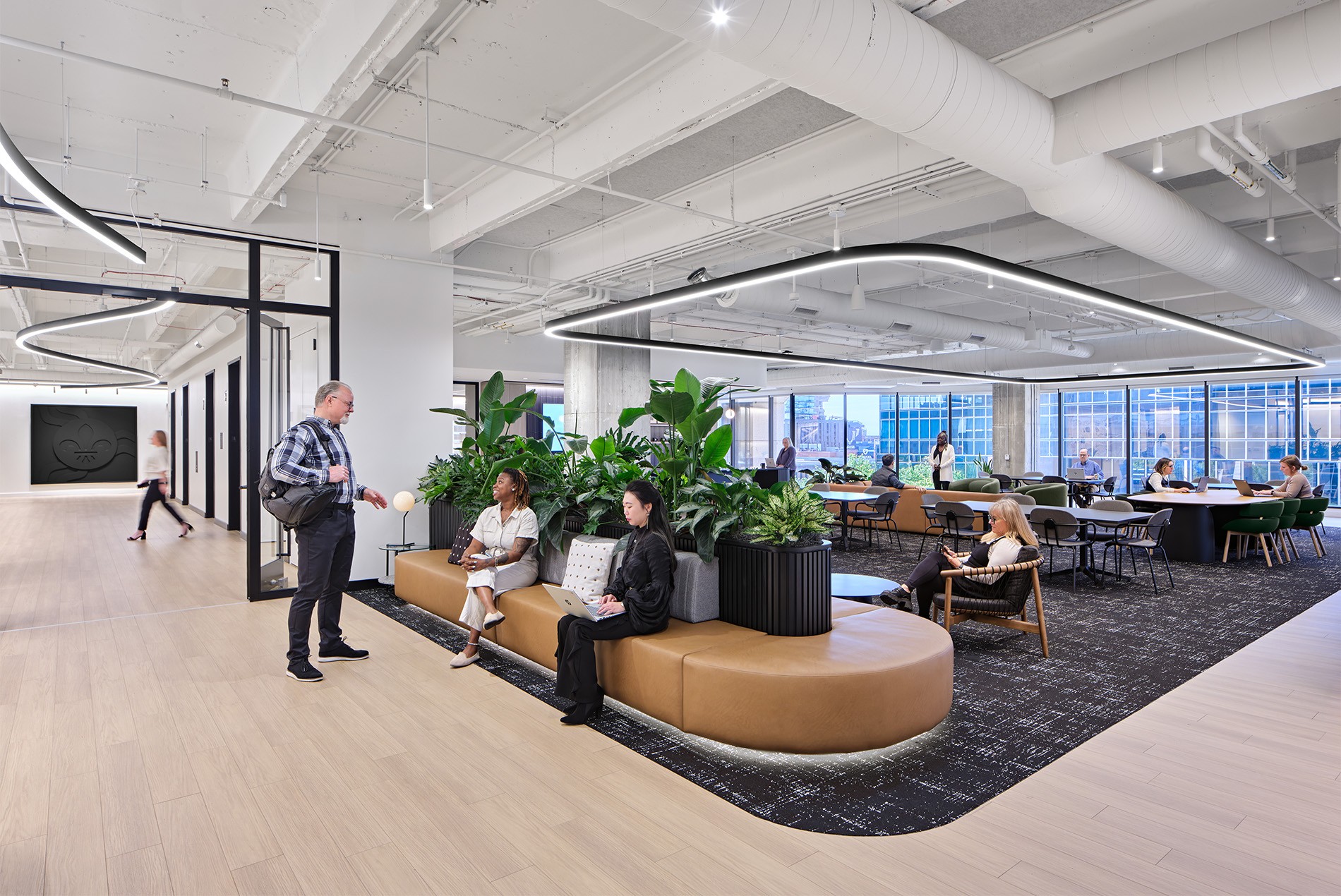 HOK St. Louis Office interior reception into cafe