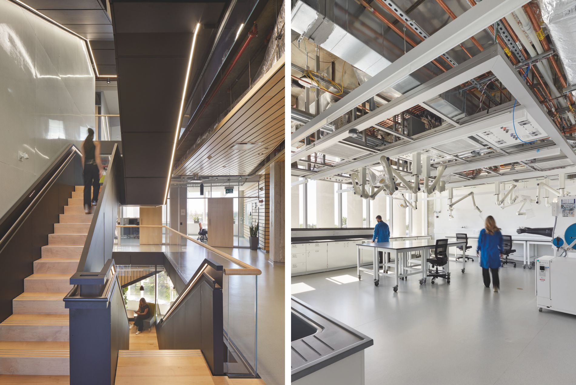 Labs Canada’s Advanced Materials Research Facility, central stairwell and laboratories, designed by HOK